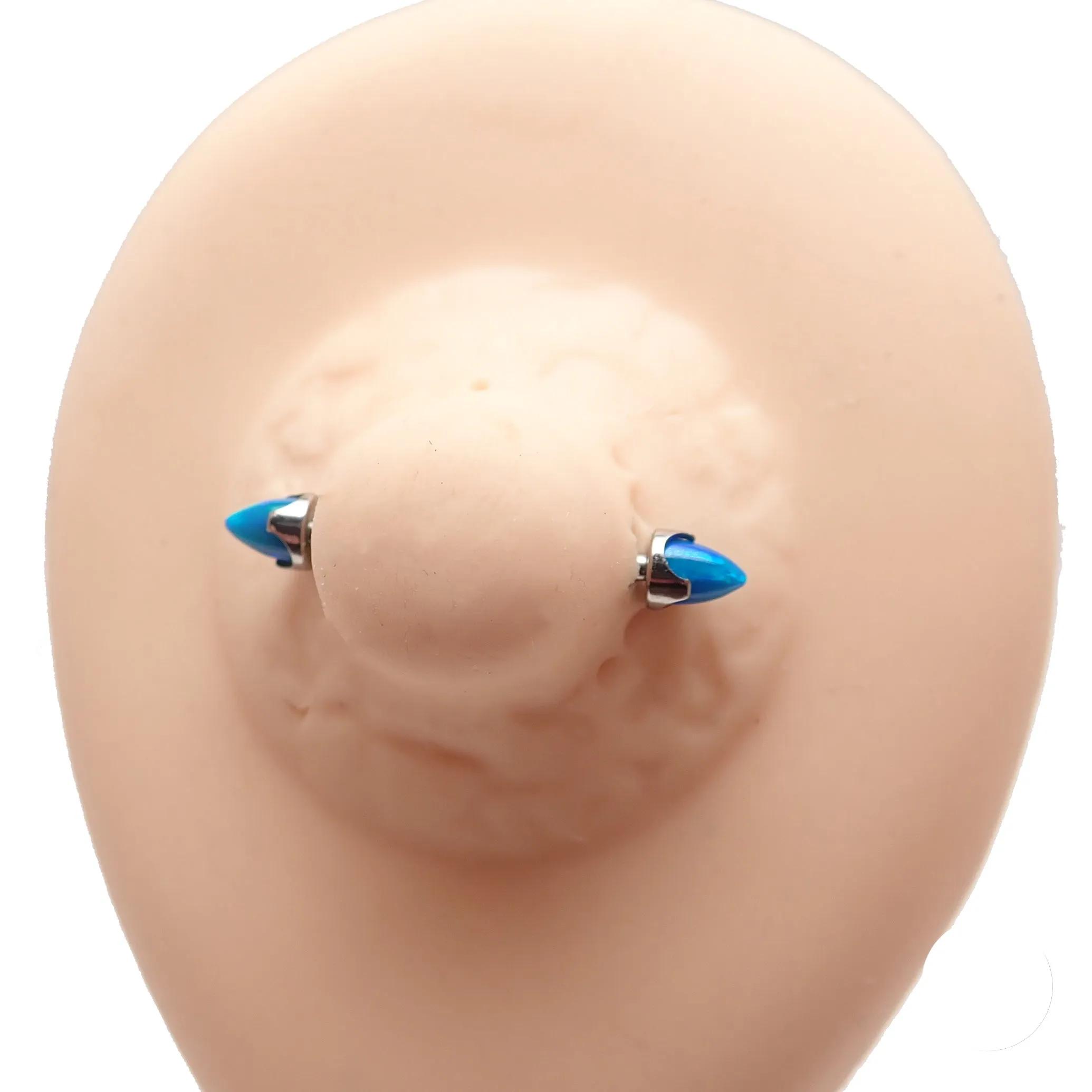 Peacock Blue Opal Cone Nipple Bar 16g