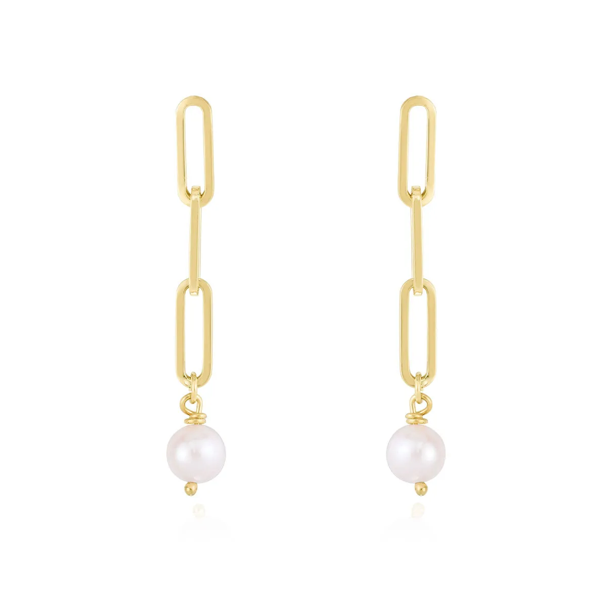 Pearl Paperclip Link Earrings