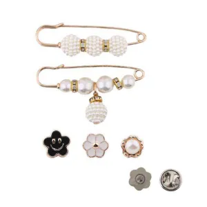 Pearl Safety Pin & Flower Smile Face Sneaker & Sock Charms