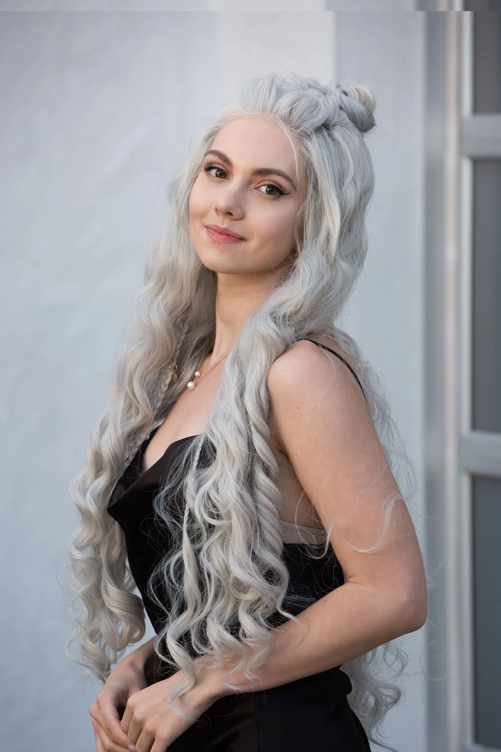Pearl White Silver Gray Lace Top Wig Daenerys Orla