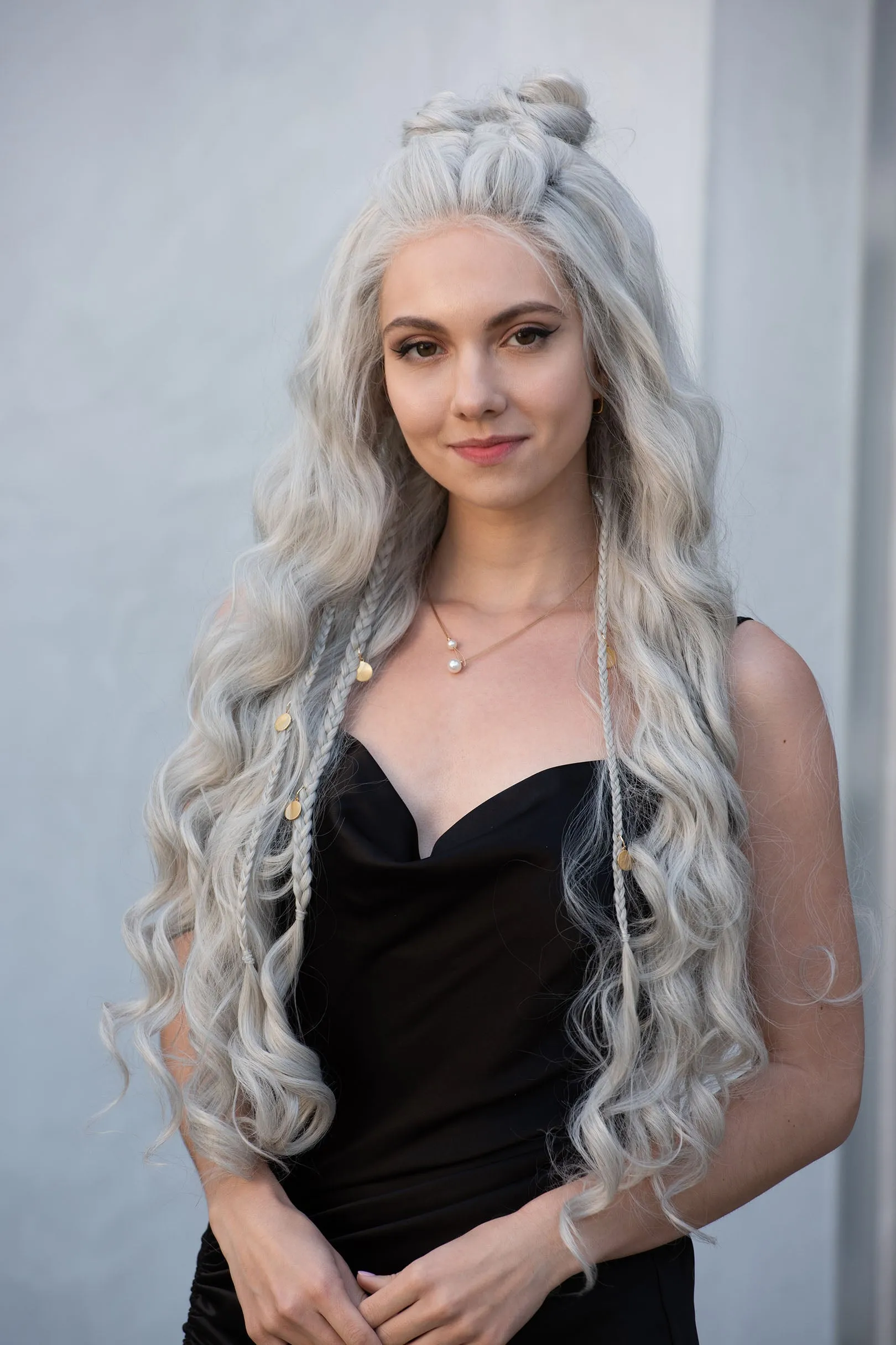 Pearl White Silver Gray Lace Top Wig Daenerys Orla