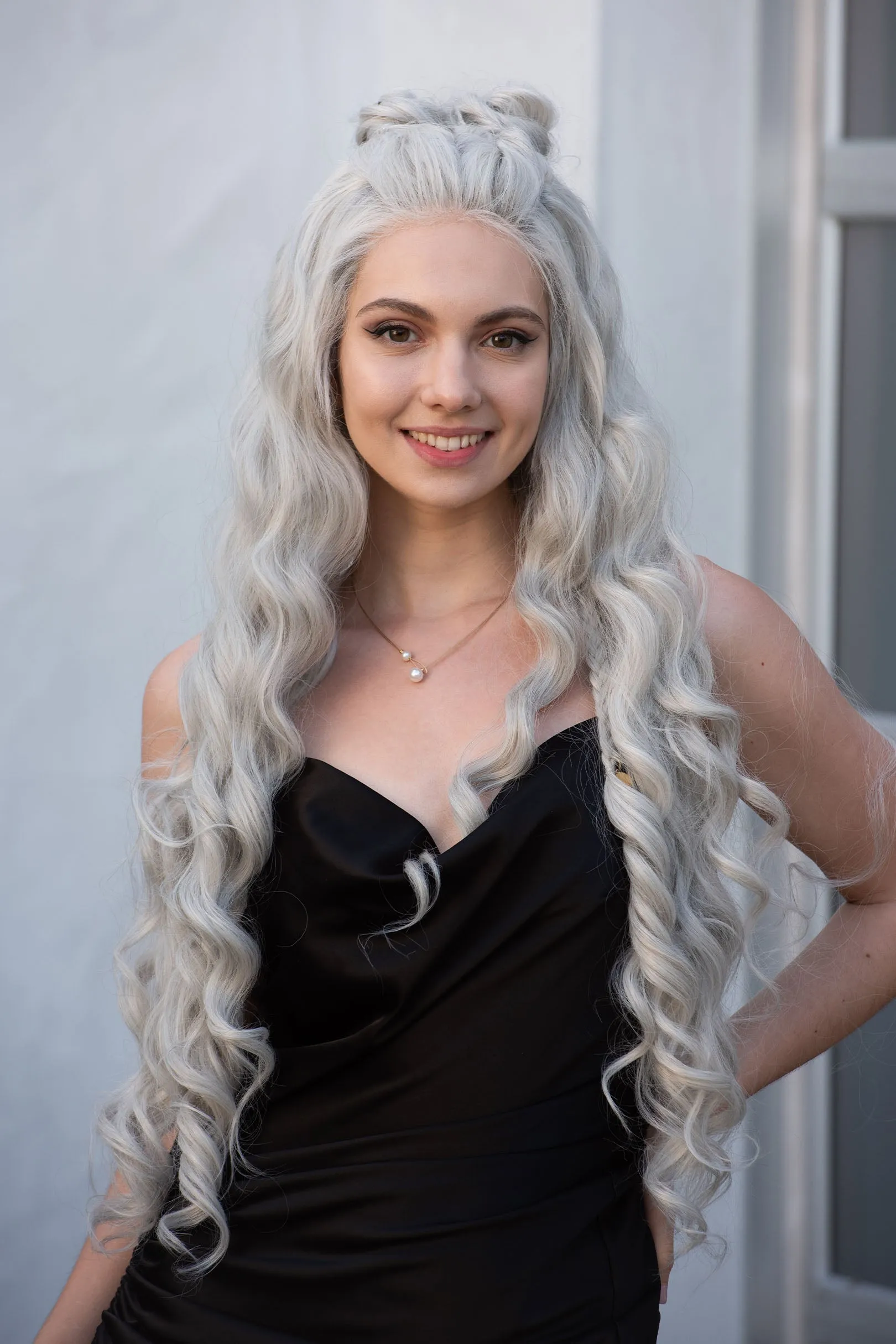 Pearl White Silver Gray Lace Top Wig Daenerys Orla