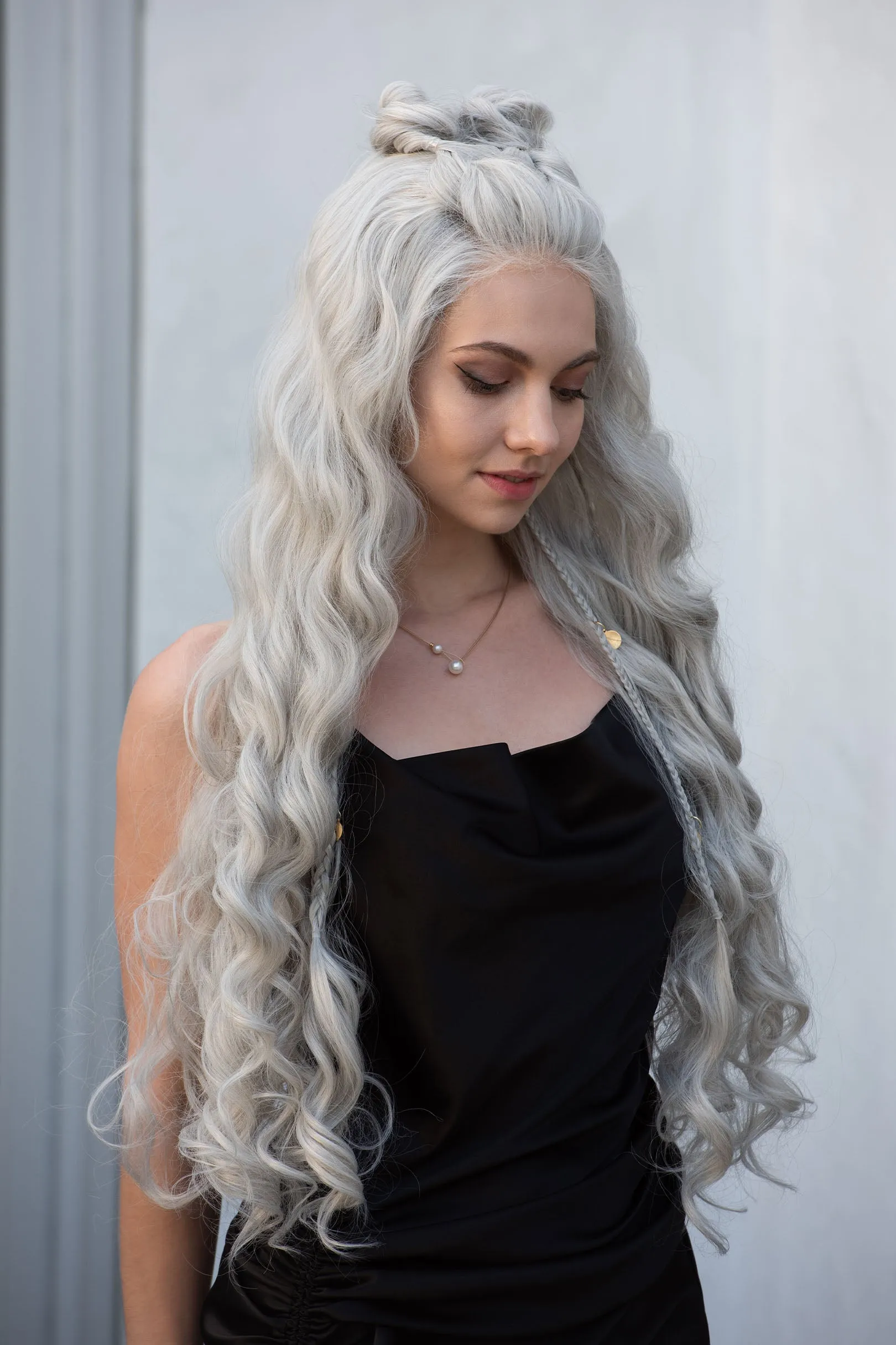 Pearl White Silver Gray Lace Top Wig Daenerys Orla
