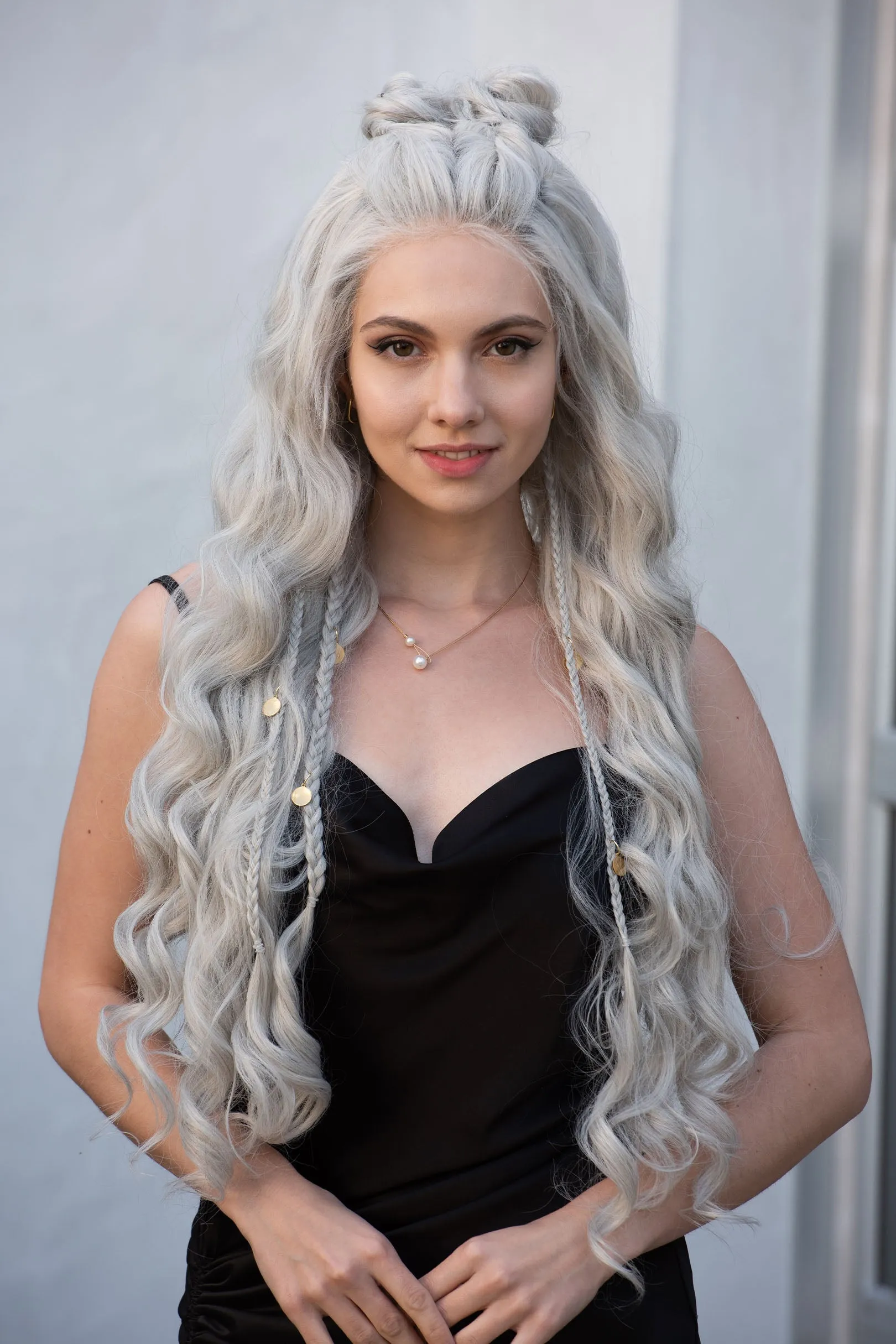 Pearl White Silver Gray Lace Top Wig Daenerys Orla