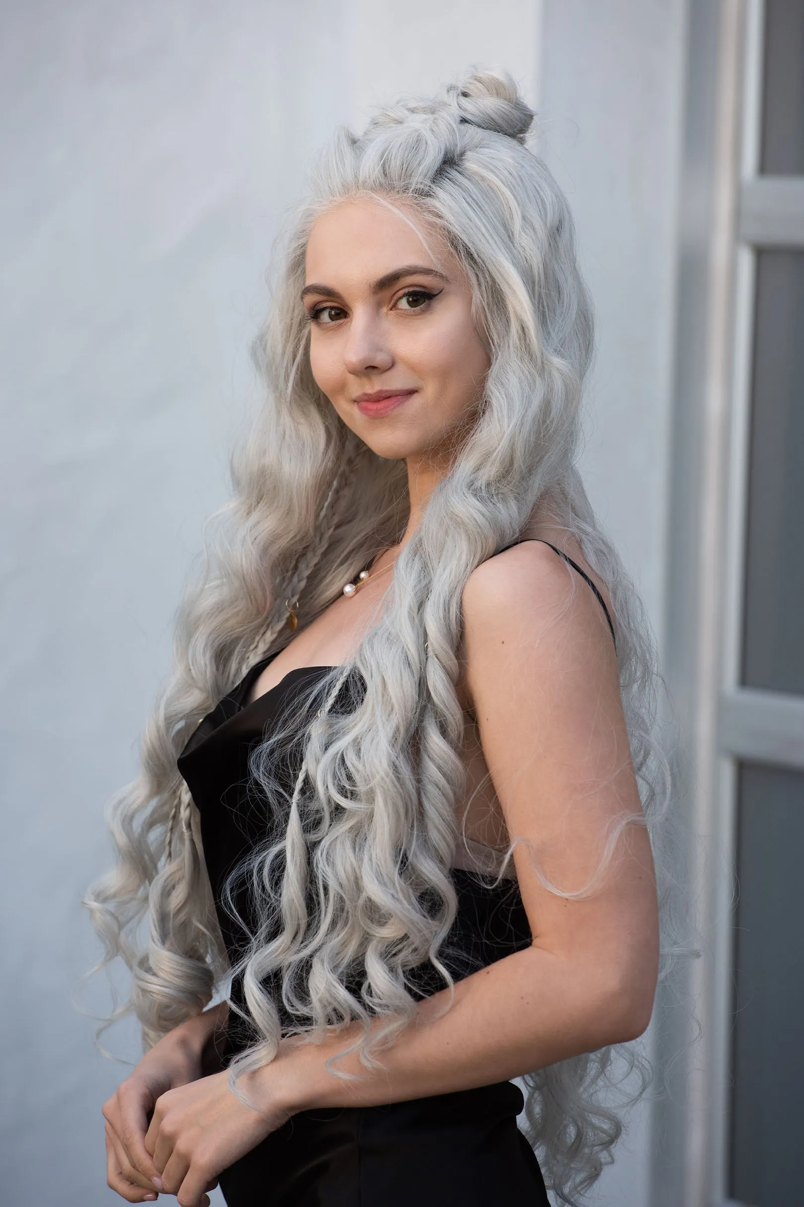 Pearl White Silver Gray Lace Top Wig Daenerys Orla