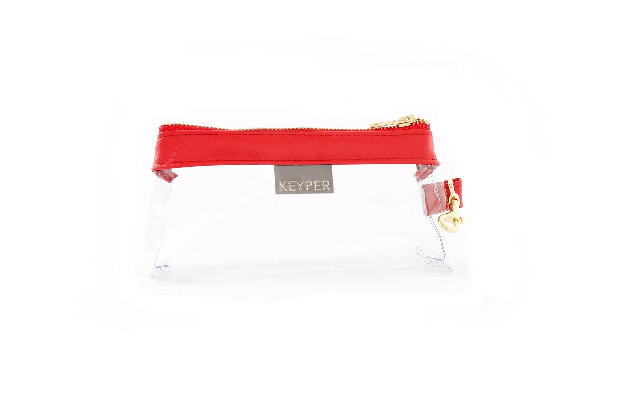 Perfect Red CLEAR Bag  - Vegan Leather Trim
