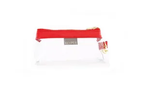 Perfect Red CLEAR Bag  - Vegan Leather Trim