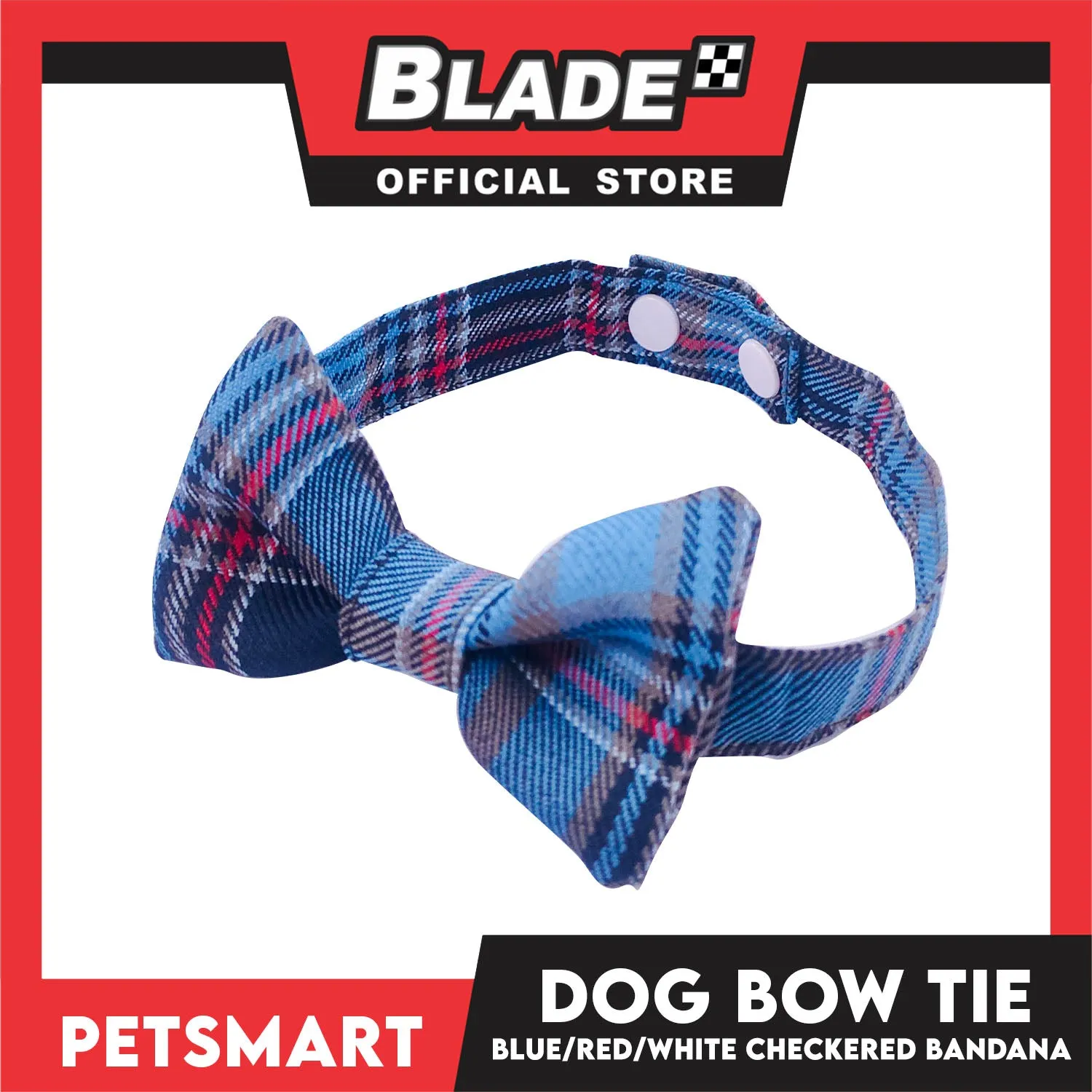Pet Bow Tie Bandana Checkered Design, Blue Red White Color DB-CTN37XS (XS) Perfect Fit For Dogs And Cats
