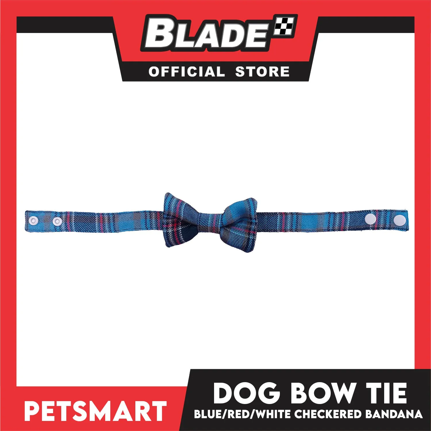 Pet Bow Tie Bandana Checkered Design, Blue Red White Color DB-CTN37XS (XS) Perfect Fit For Dogs And Cats