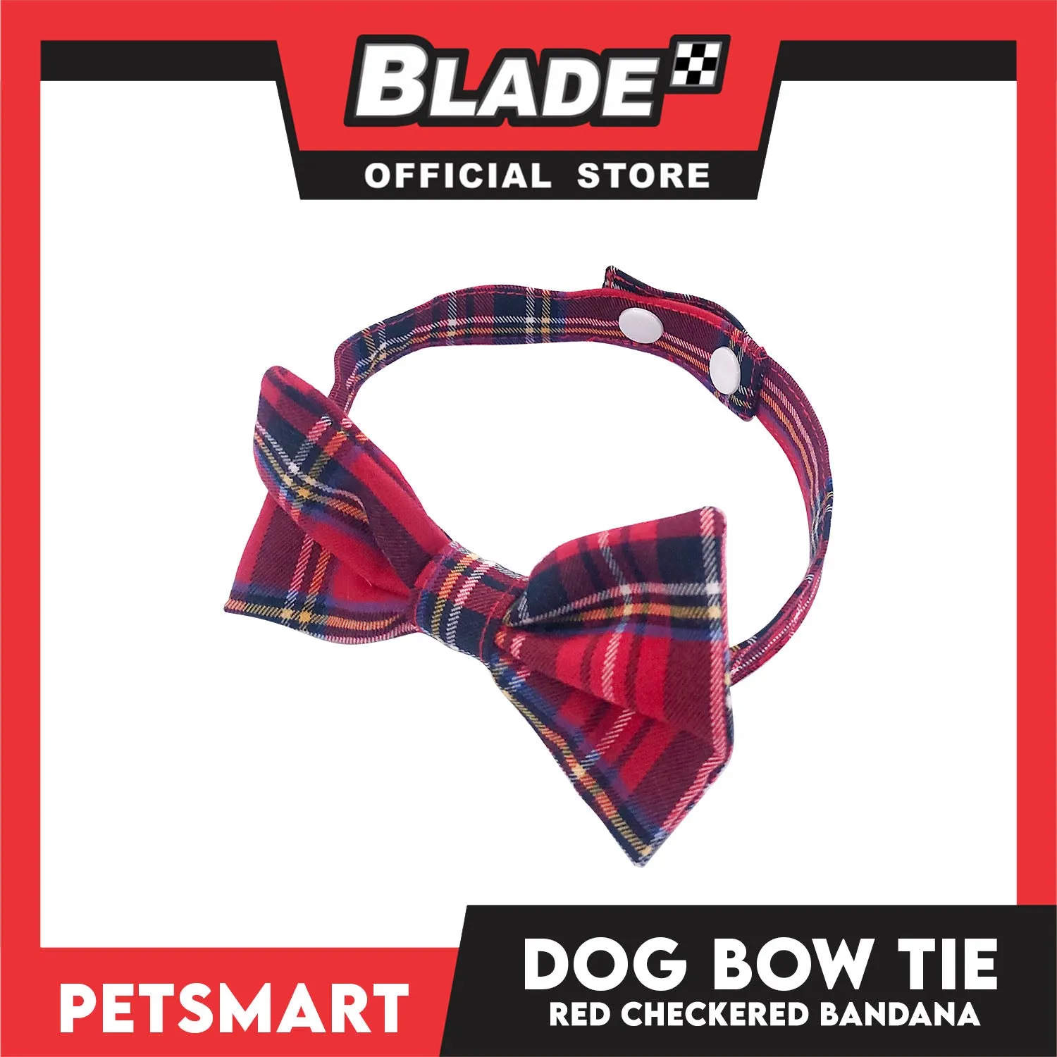 Pet Bow Tie Bandana Checkered Design, Red Color DB-CTN35M (Medium) Perfect Fit For Dogs And Cats