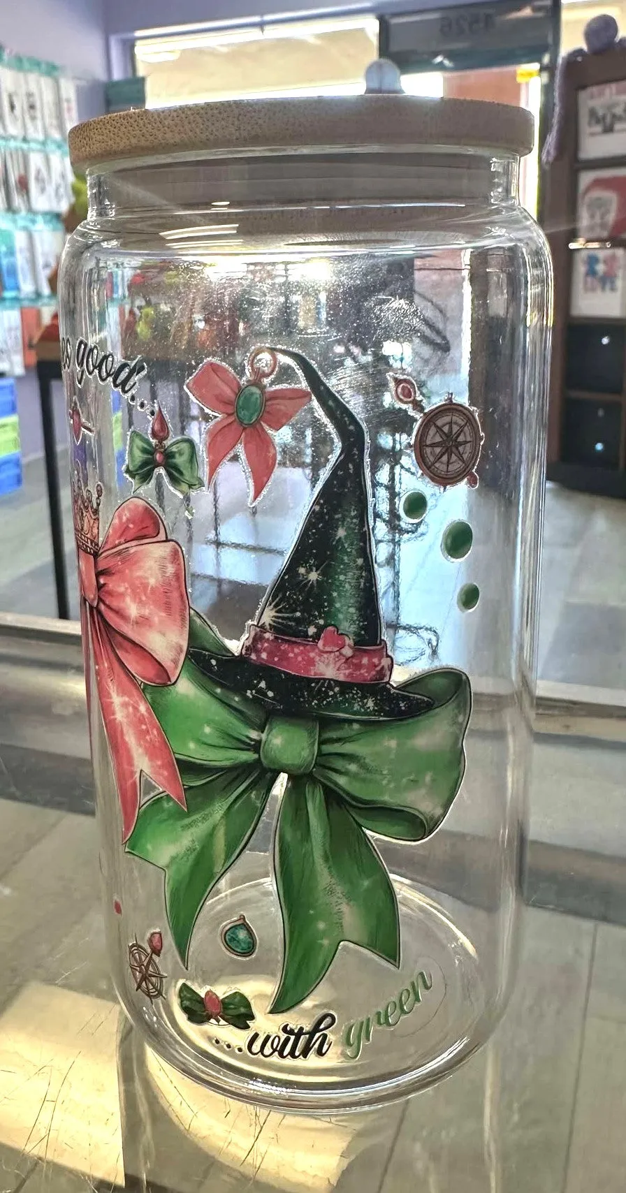 Pink Goes Good With Green Wicked Glass Cup