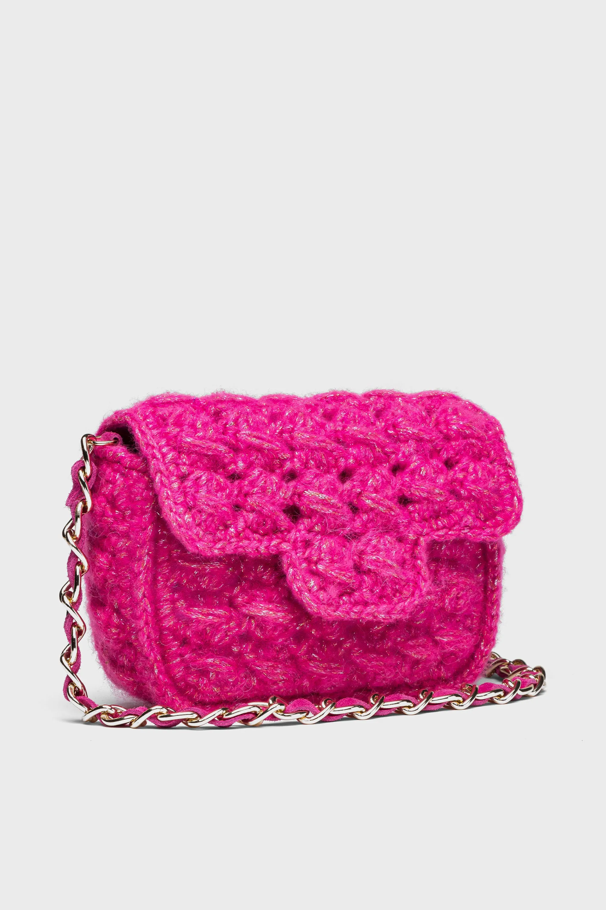 Pink Mini Woven Shoulder Bag