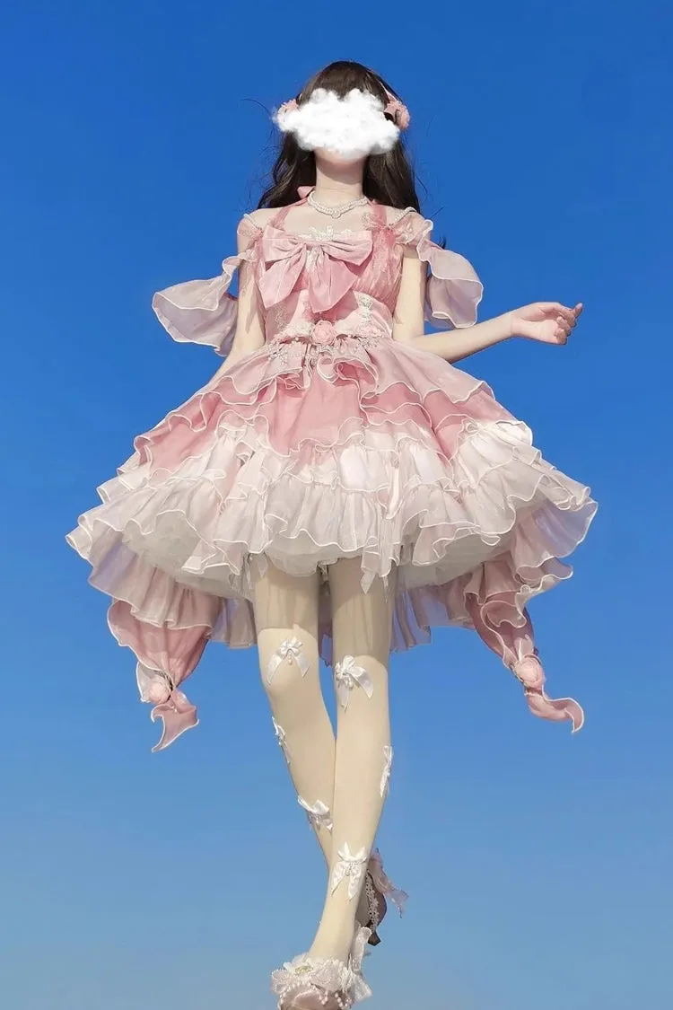 Pink Multi-layer Hanayome Bowknot Elegant Princess Sweet Lolita Jsk Dress