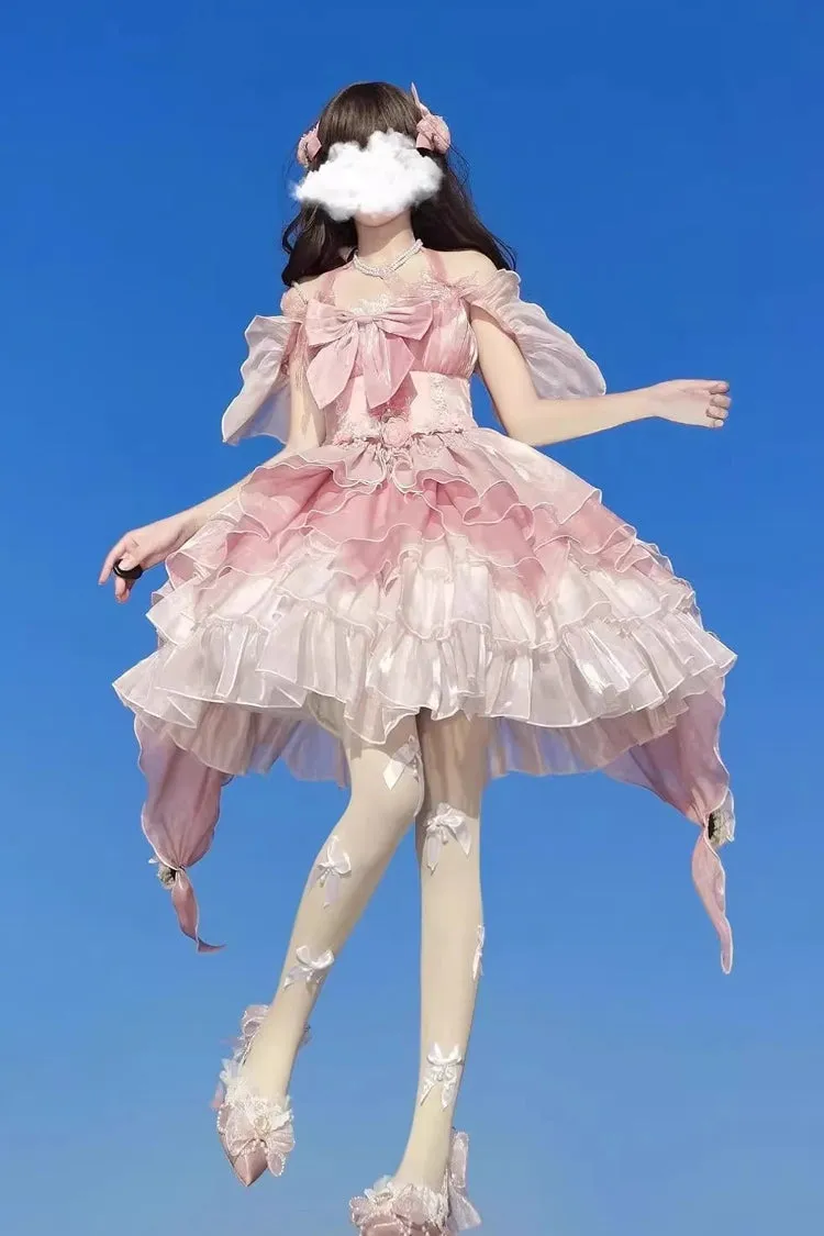Pink Multi-layer Hanayome Bowknot Elegant Princess Sweet Lolita Jsk Dress