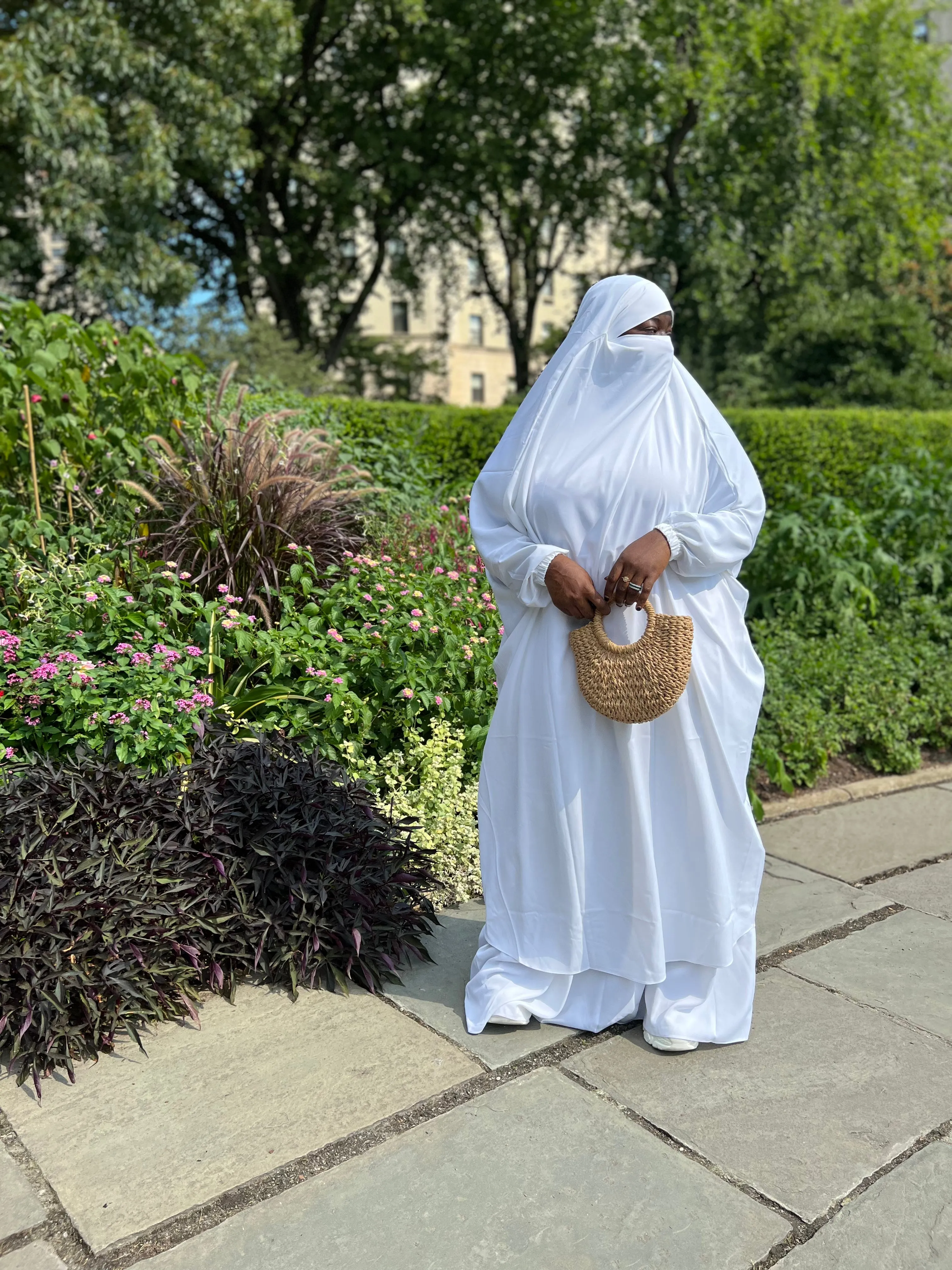 Plus Size 2 pieces jilbabs : White with pocket