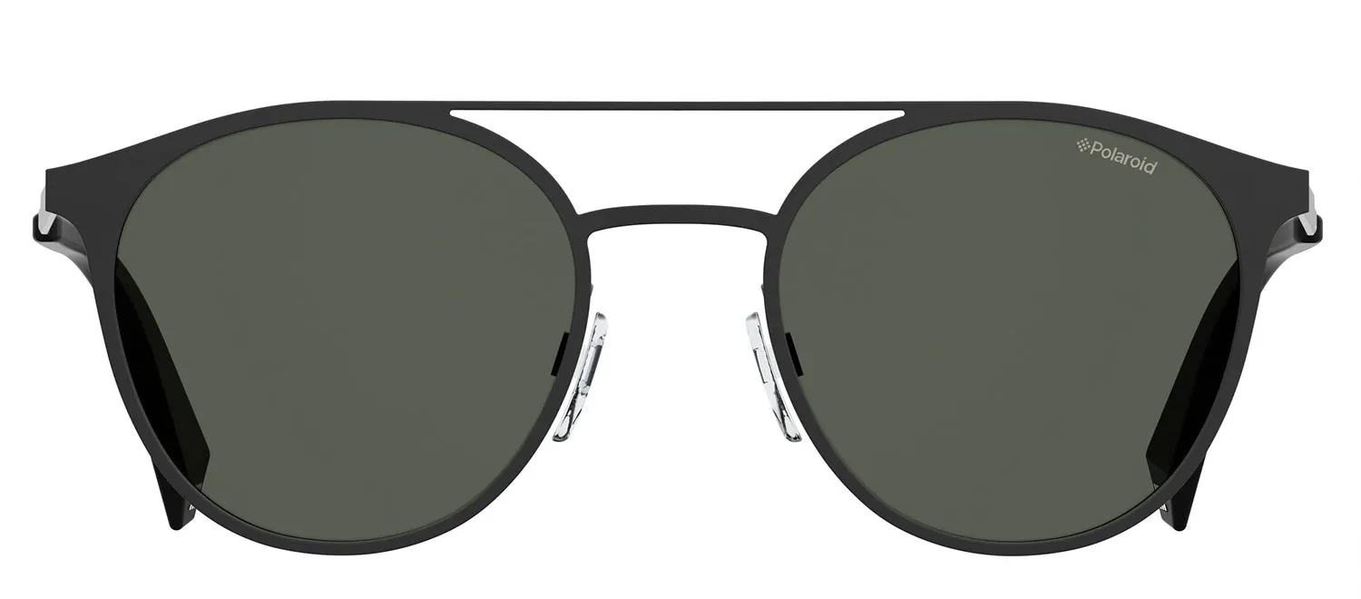 Polaroid PLD 2052/S 807_M9 Round Metal Black Sunglasses with Grey Polarized Lens
