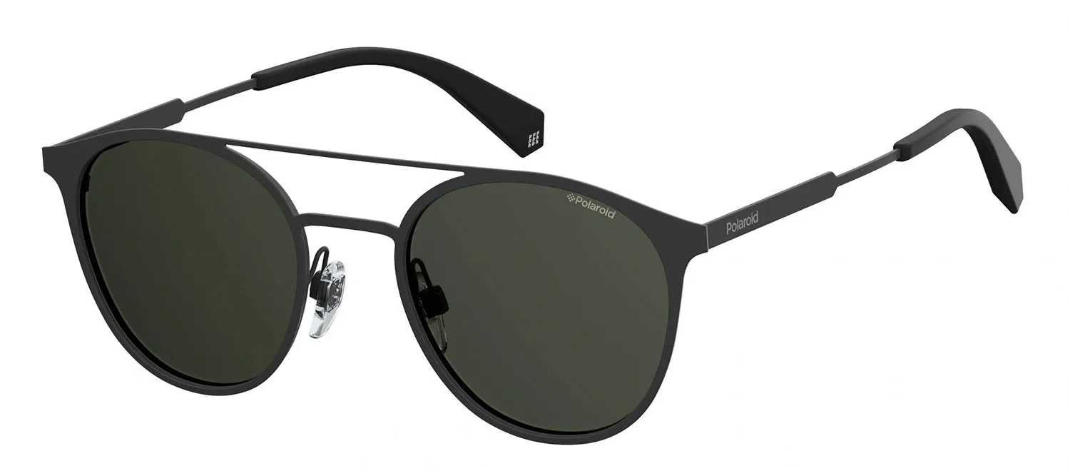 Polaroid PLD 2052/S 807_M9 Round Metal Black Sunglasses with Grey Polarized Lens