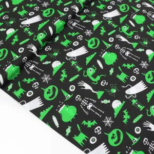 PolyCotton Poplin Fabric - Black, orange