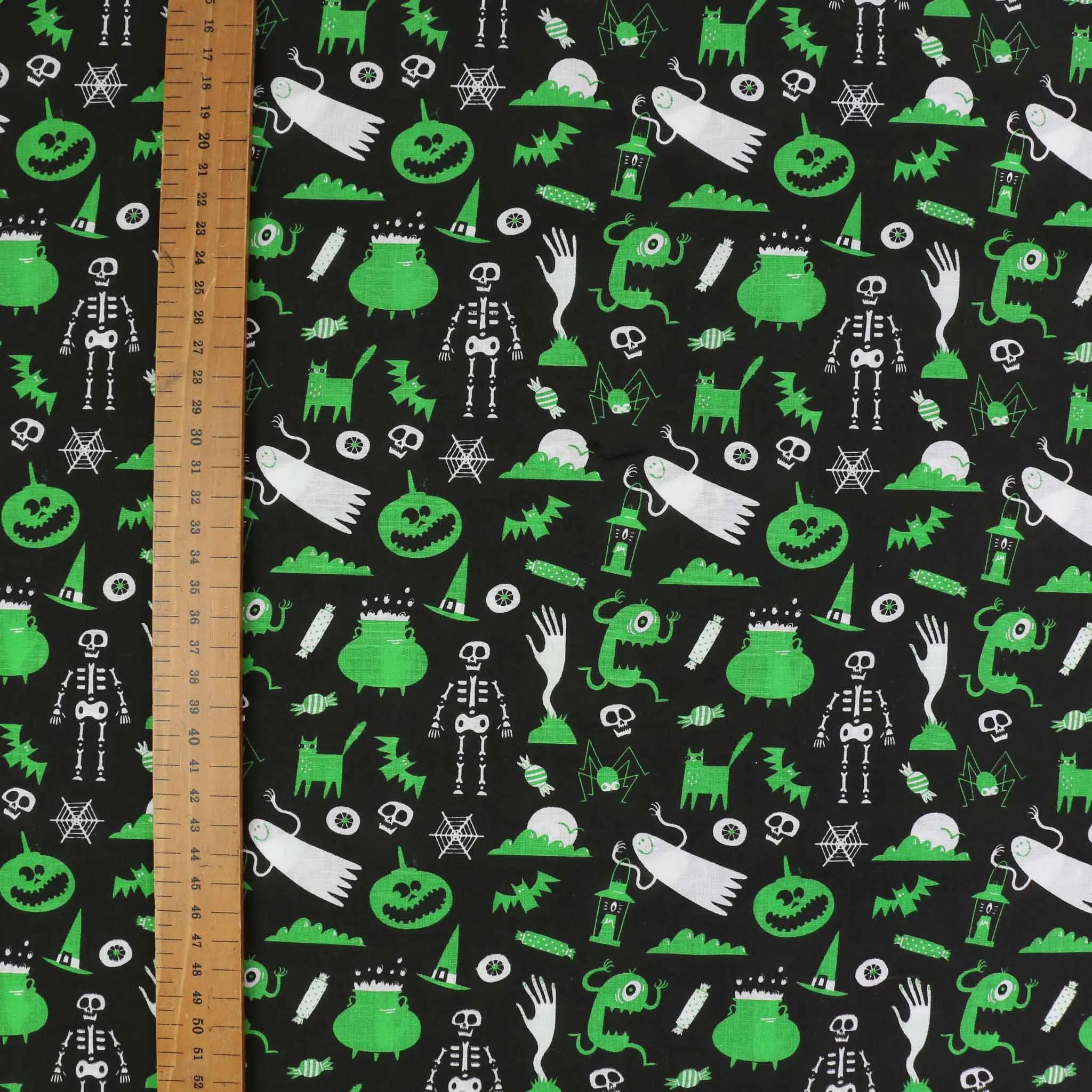 PolyCotton Poplin Fabric - Black, orange