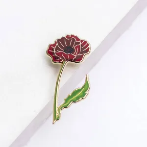 Poppy Enamel Pin, Floral Enamel Pin, Flower Lapel Pin
