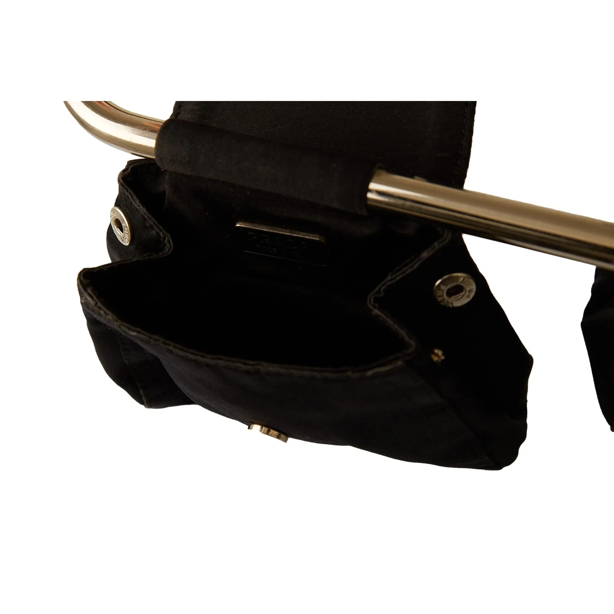 Prada Black Satin Double Hoop Bag