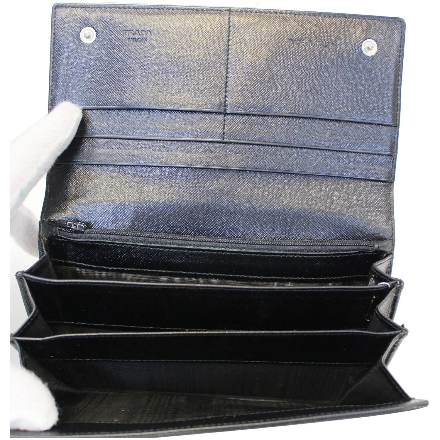 PRADA Nylon Bifold Long Wallet Black