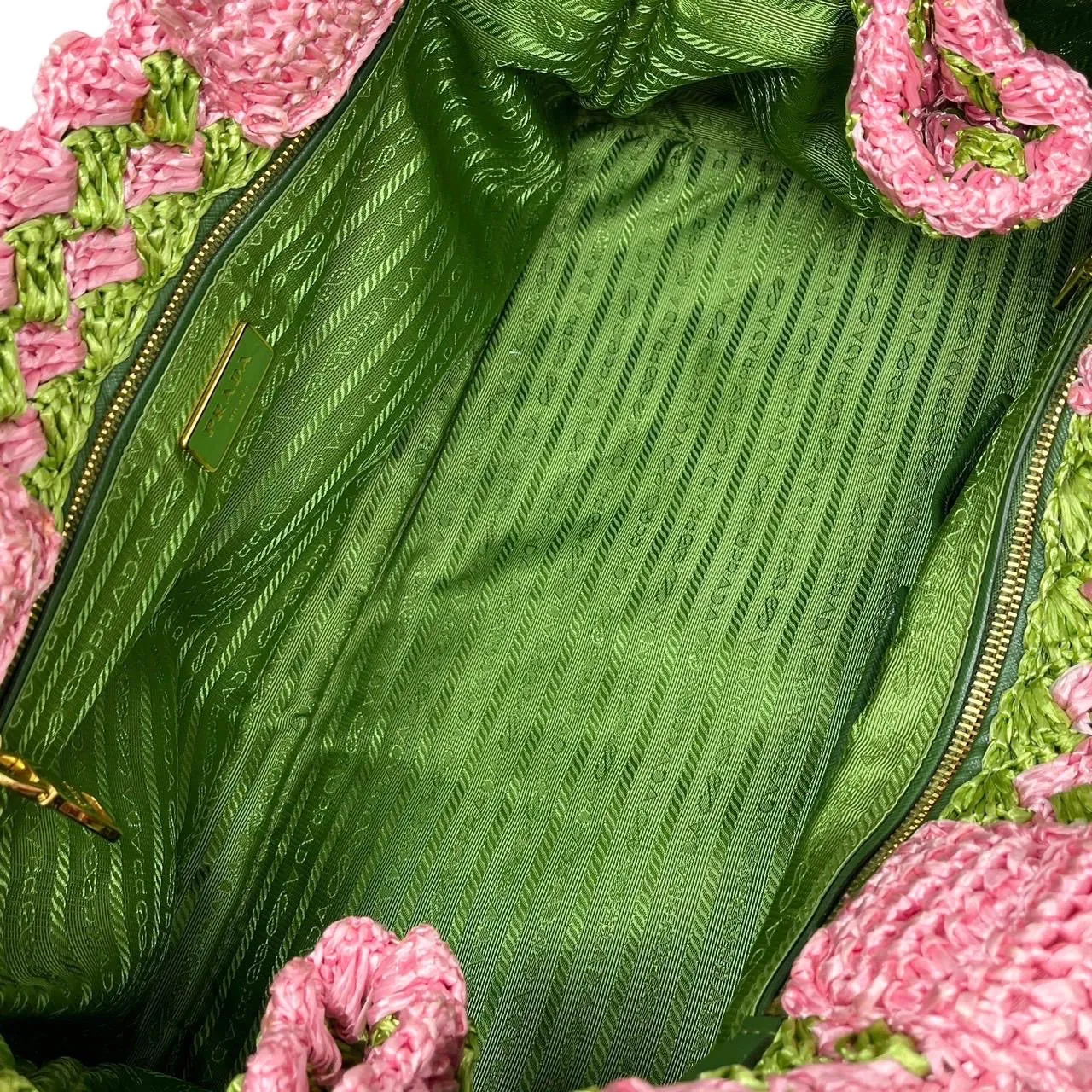 Prada Pink Jumbo Raffia Tote