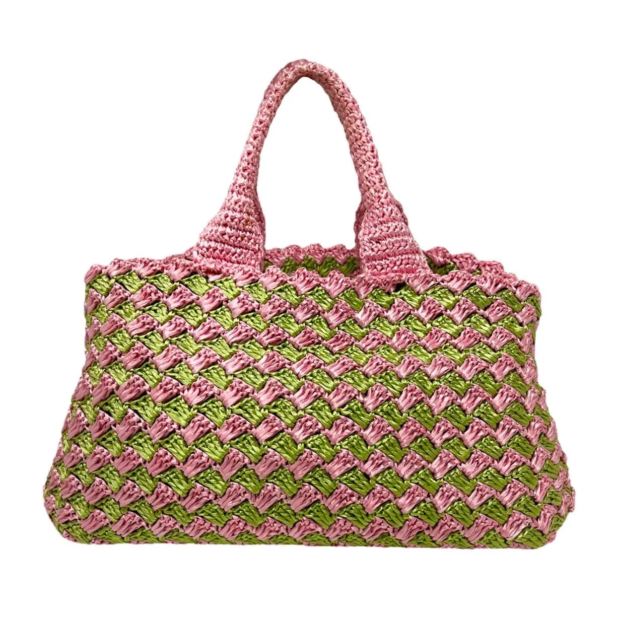 Prada Pink Jumbo Raffia Tote