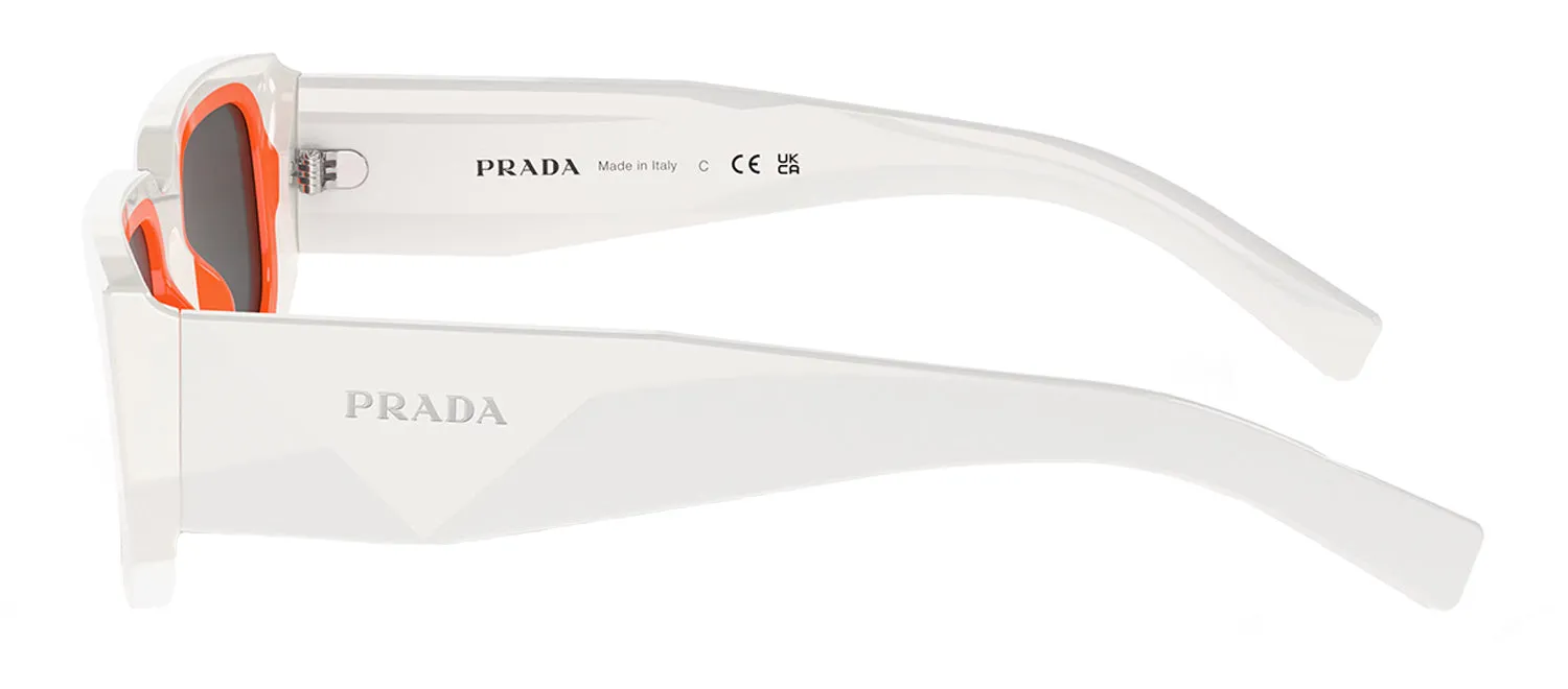 Prada PR 06YS 17M5S0 Rectangle Plastic White Sunglasses with Grey Lens