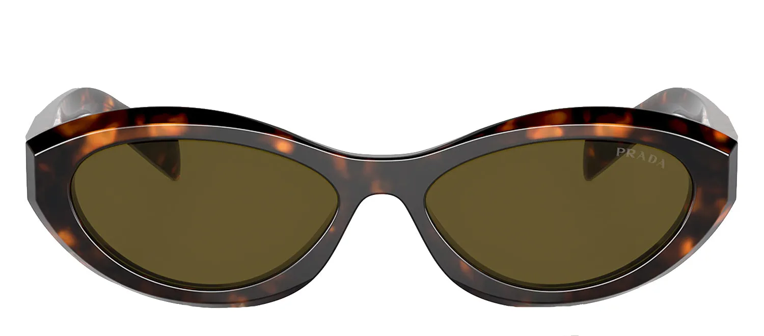 Prada PR 26ZS 14L09Z Oval Plastic Tortoise Sunglasses with Brown Lens