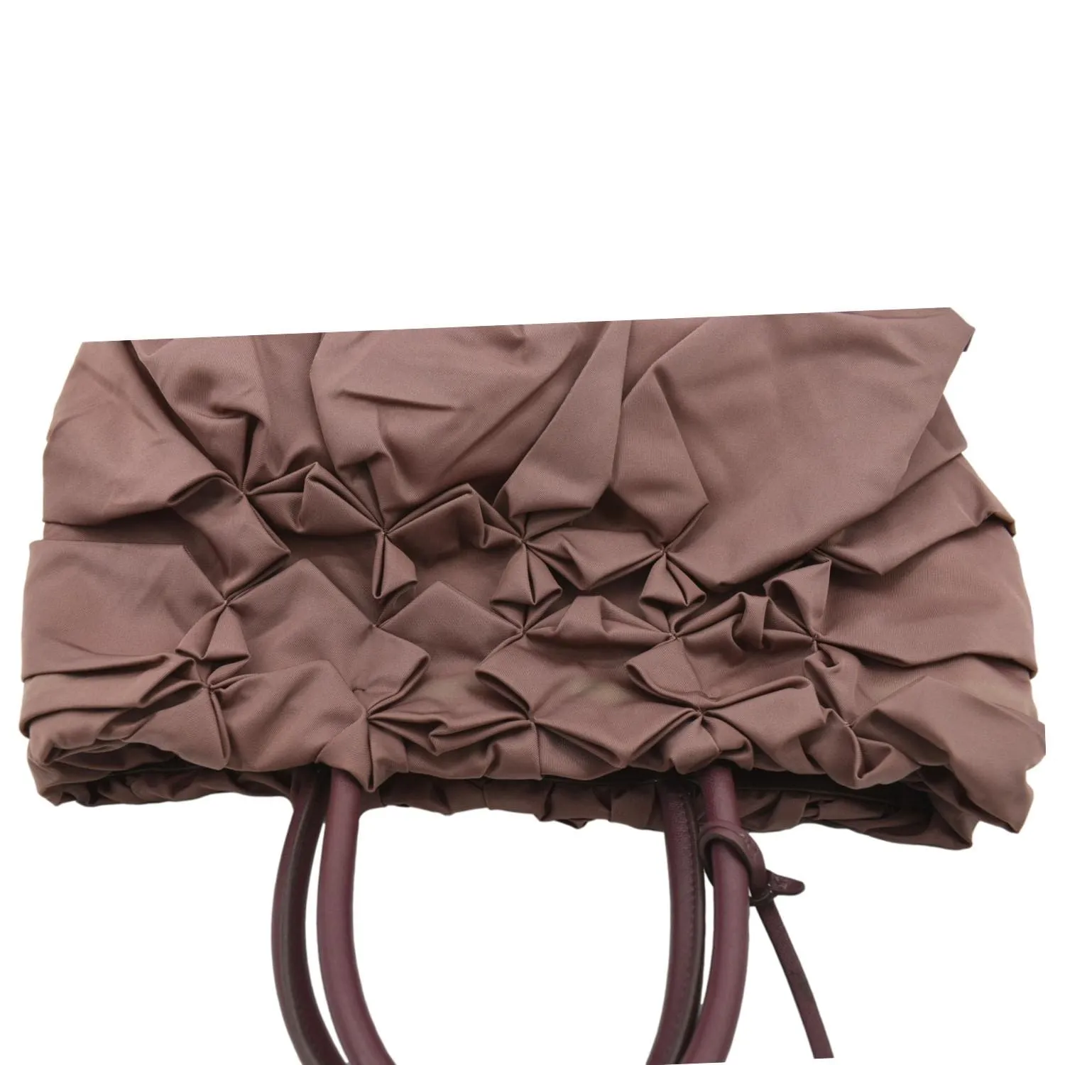 PRADA Tessuto Origami Pleated Ruffled Nylon Tote Bag Antico