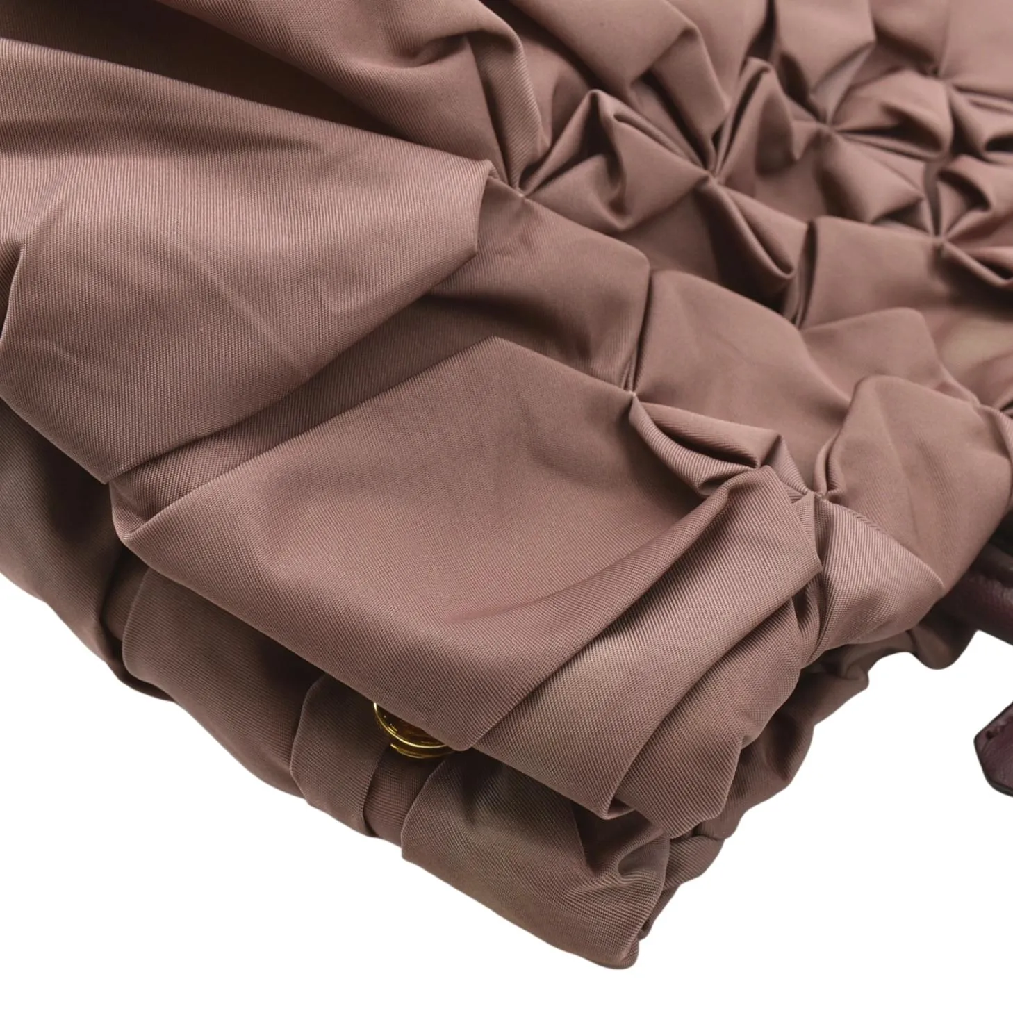 PRADA Tessuto Origami Pleated Ruffled Nylon Tote Bag Antico