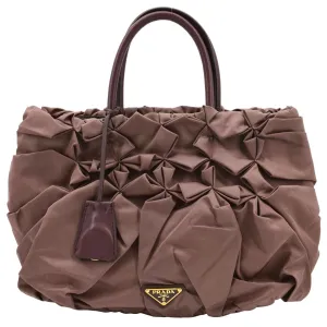 PRADA Tessuto Origami Pleated Ruffled Nylon Tote Bag Antico