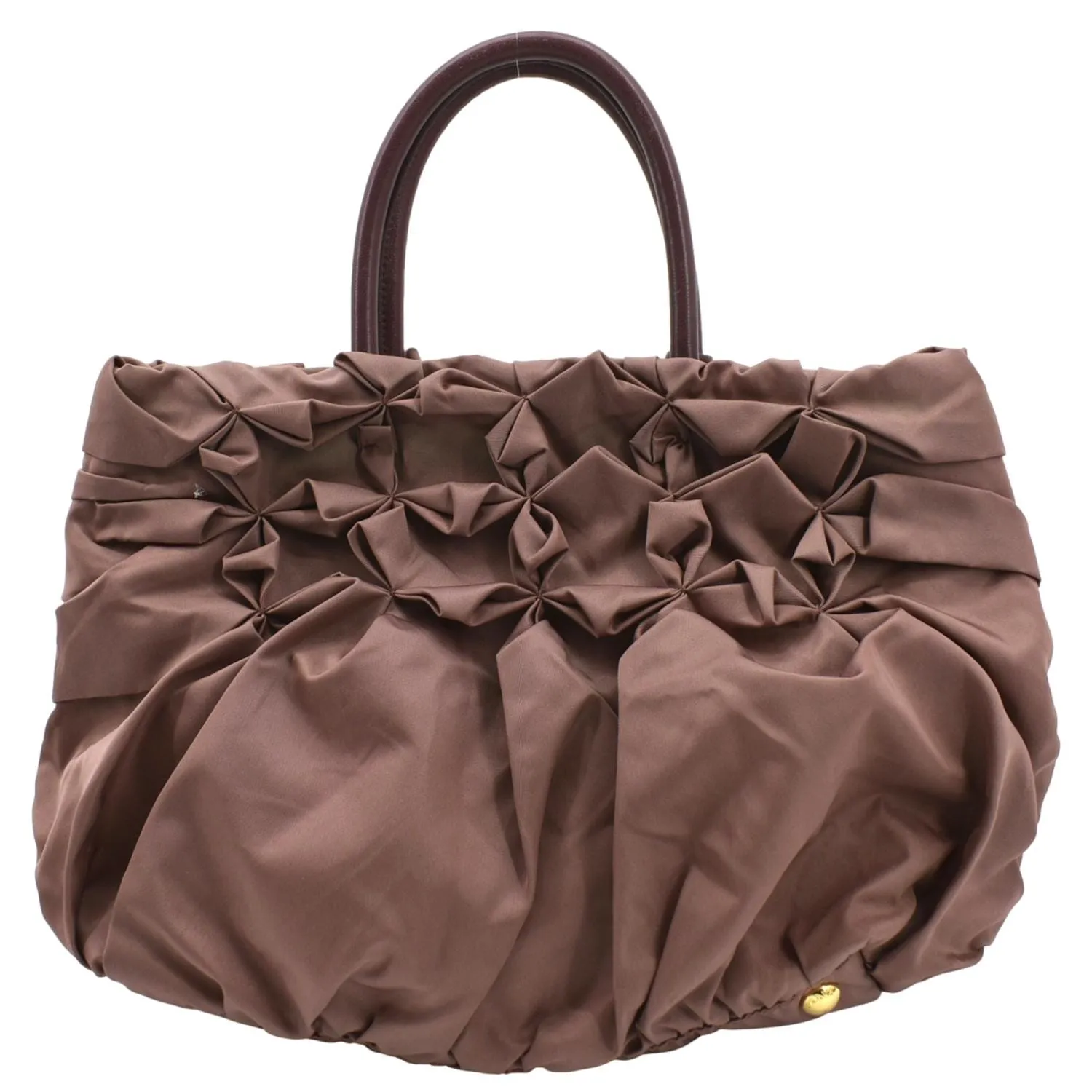 PRADA Tessuto Origami Pleated Ruffled Nylon Tote Bag Antico