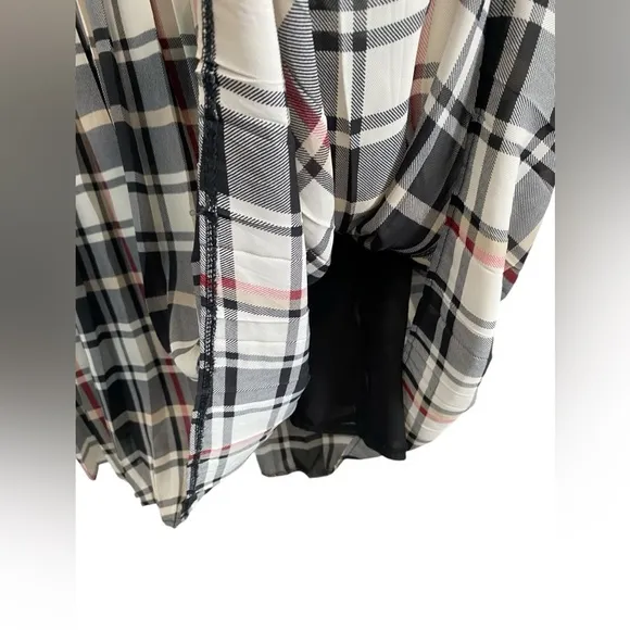 press - plaid pleated chiffon Skirt - XL