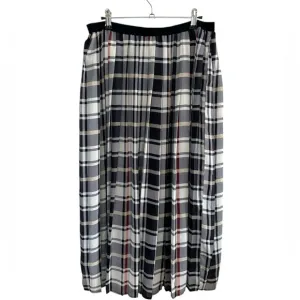 press - plaid pleated chiffon Skirt - XL