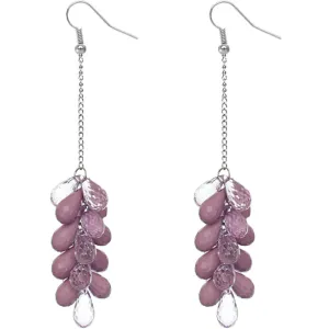 Purple Beaded Layer Drop Chain Earrings
