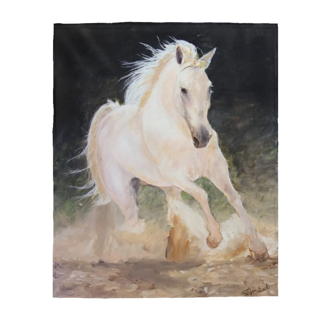 "White Stallion" Fine Art Velveteen Plush Blanket