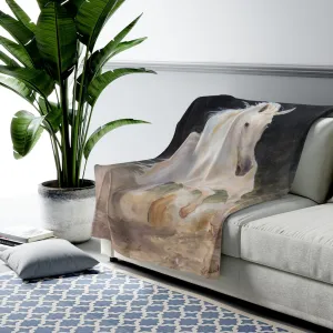 "White Stallion" Fine Art Velveteen Plush Blanket