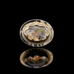 Rainbow Lattice Sunstone in White Gold - 14ga Threaded end