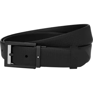 Rectangular Matt Black PVD Satiné Detail Pin Buckle Belt