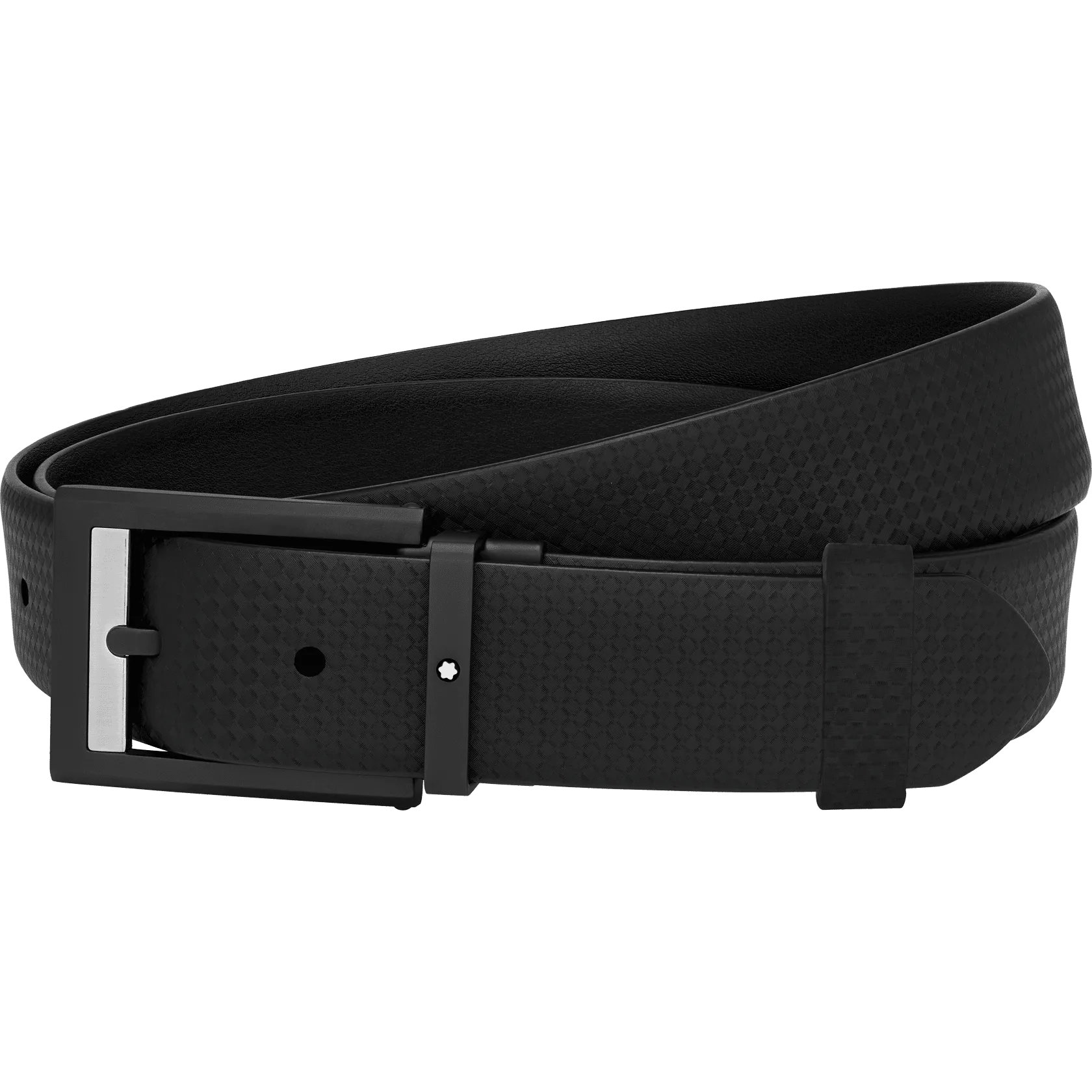 Rectangular Matt Black PVD Satiné Detail Pin Buckle Belt