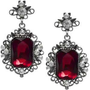 Red Elegant Large Gemstone Post Earrings