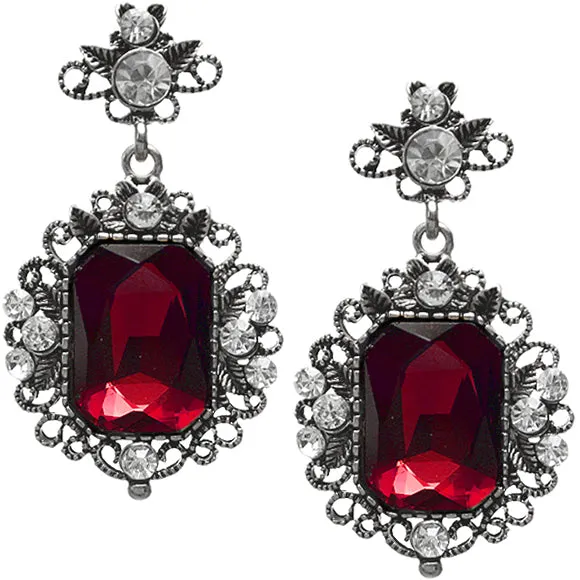 Red Elegant Large Gemstone Post Earrings