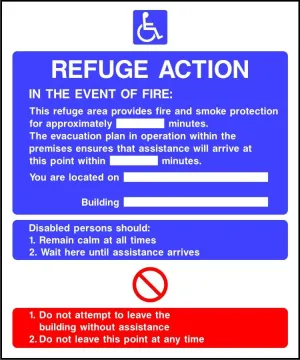 Refuge Action Fire notice sign
