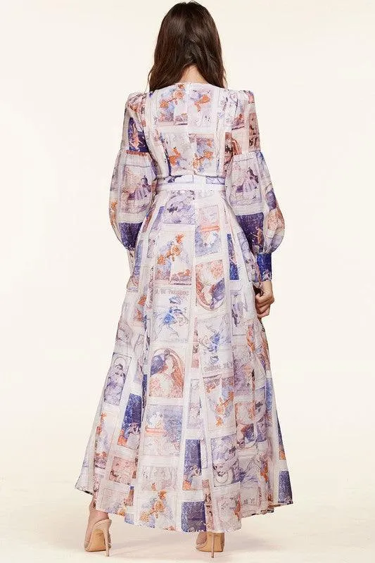 RENAISSANCE PRINT MAXI DRESS