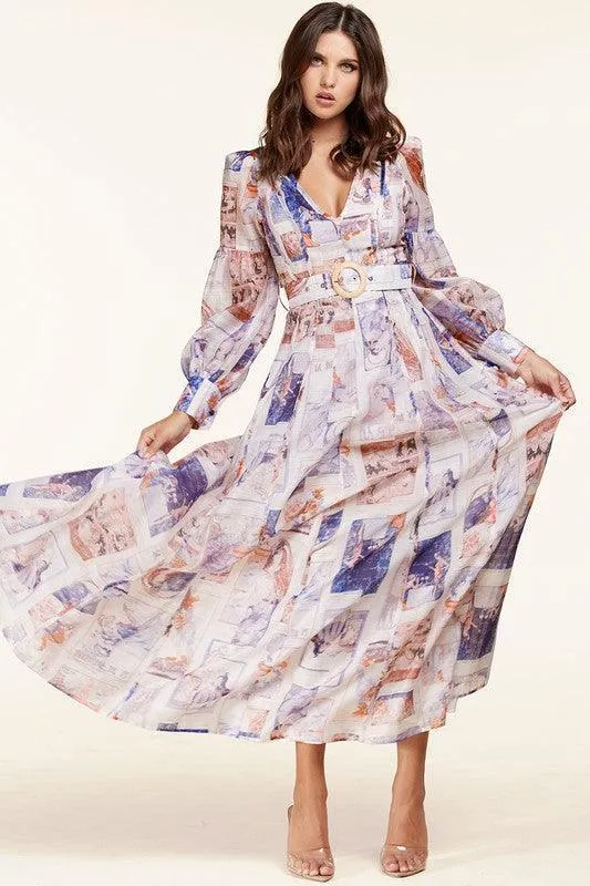 RENAISSANCE PRINT MAXI DRESS