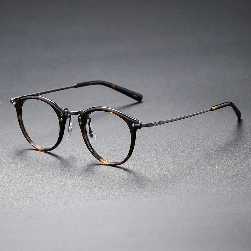 Retro Full Rim Titanium Oval Glasses Frame GMS805