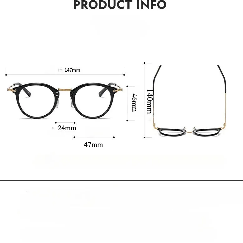 Retro Full Rim Titanium Oval Glasses Frame GMS805