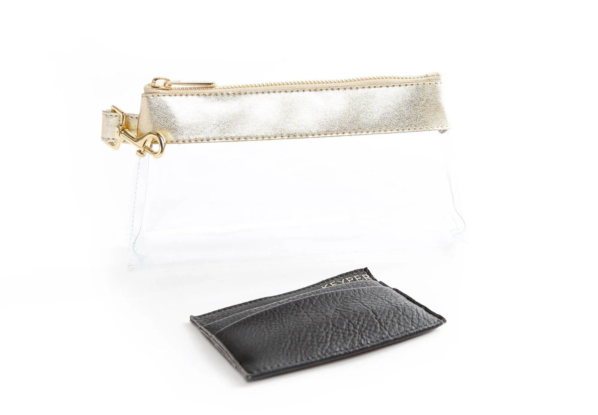 Rich Gold CLEAR Bag  -Leather Trim